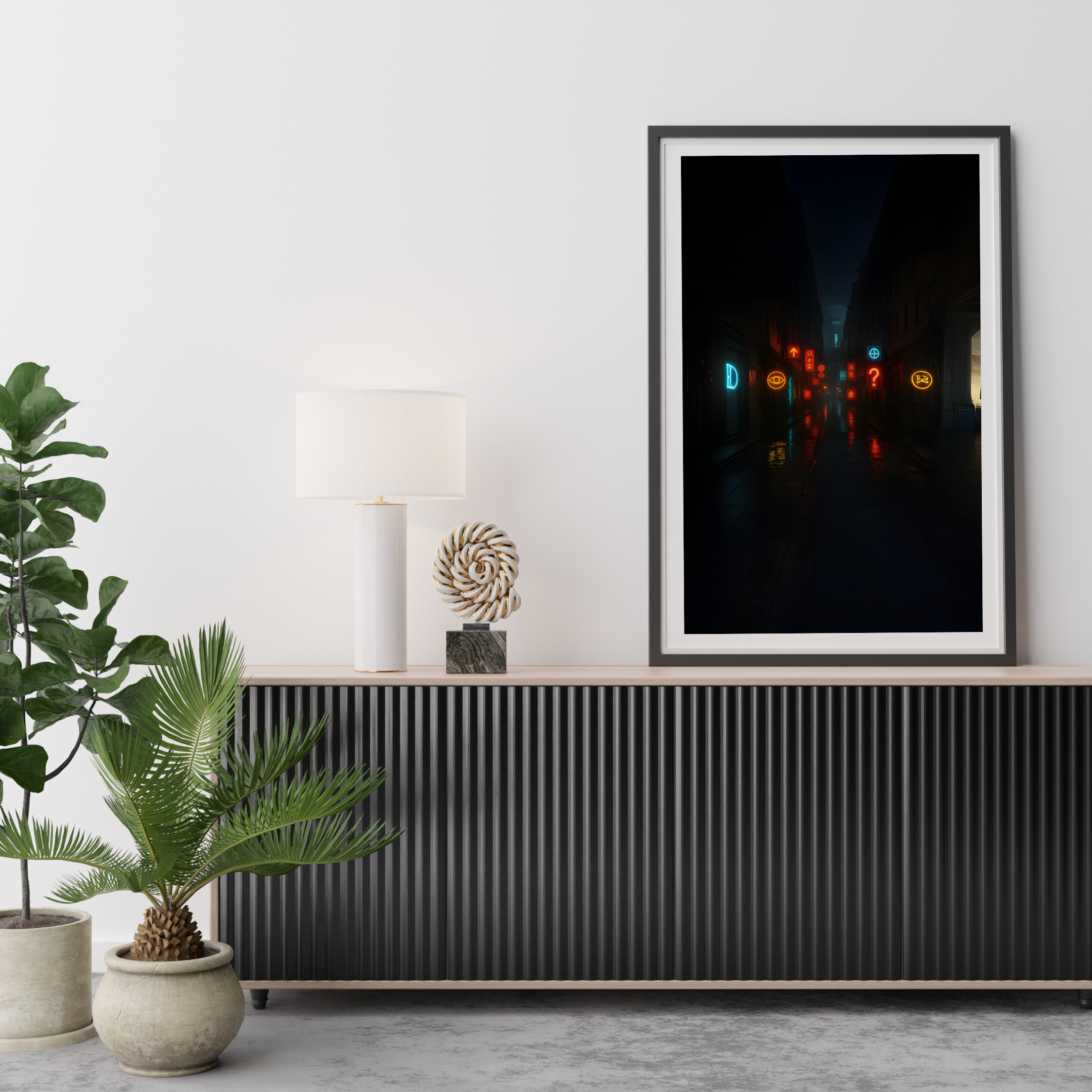 Whispers of Neon Secrets — digital art print by Lurevi
