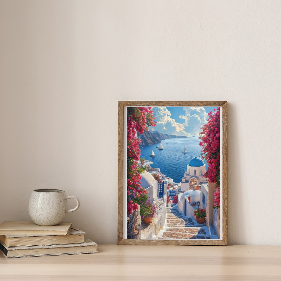 Santorini Blooming Paradise — digital art print by Lurevi