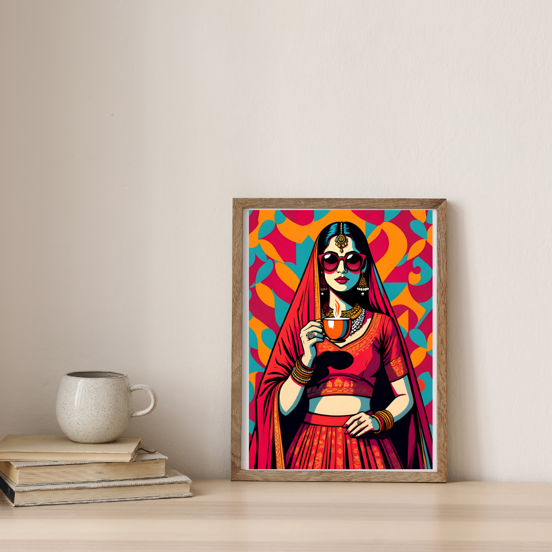 Desi Diva With Chai — digital art print by Lurevi