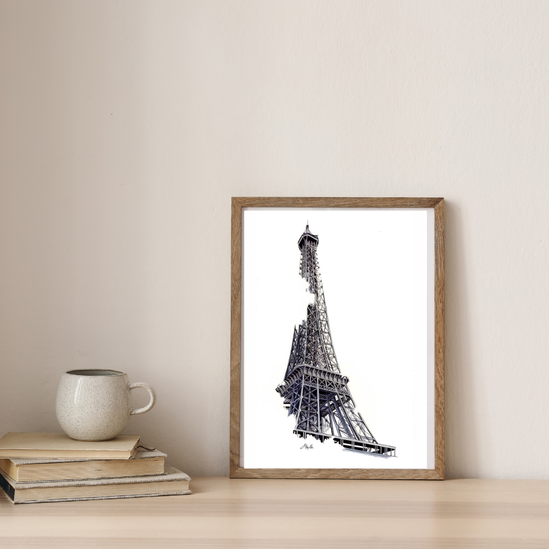 Eiffel in Monochrome Elegance — digital art print by Lurevi