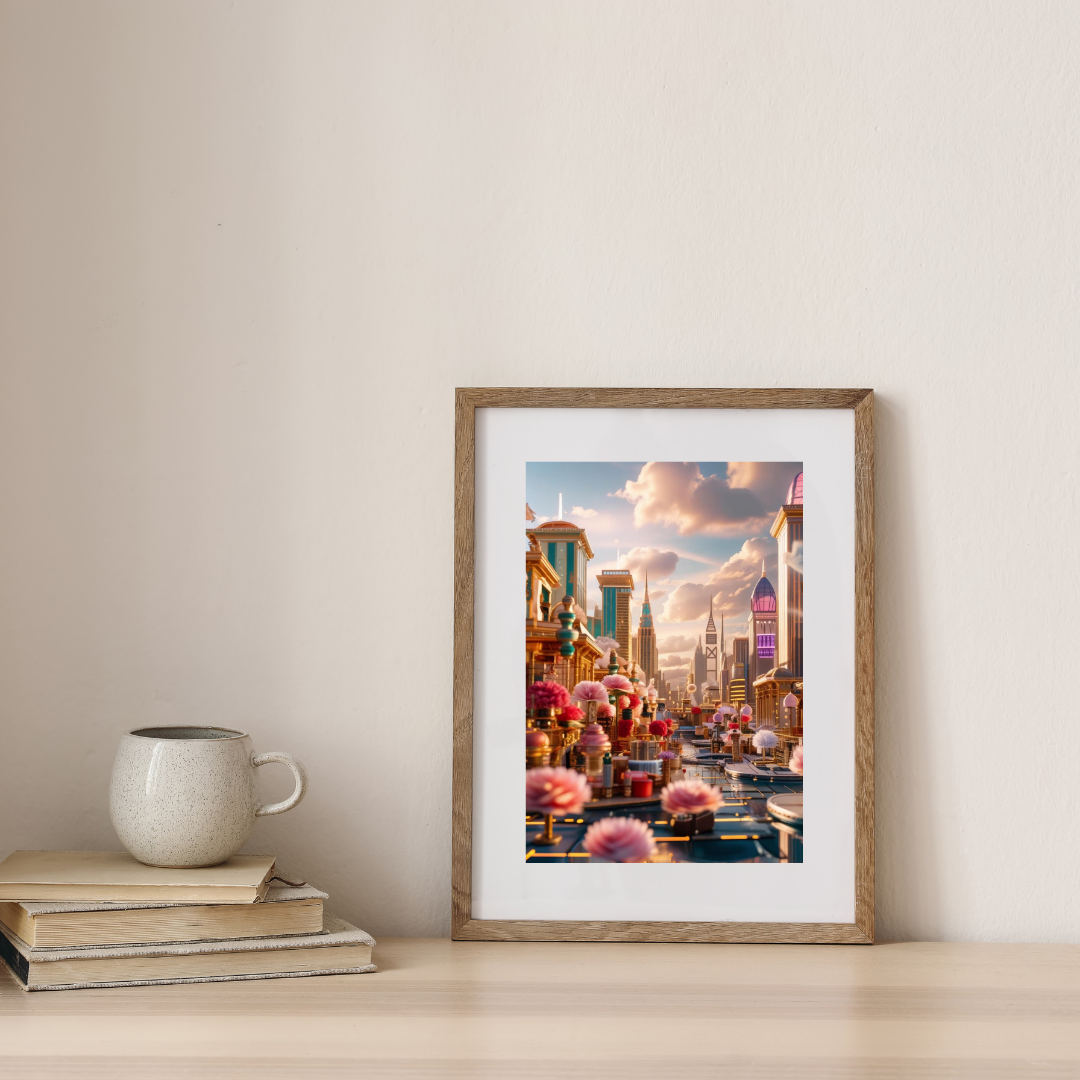 Dreamlike Futuristic City Floral Utopia — digital art print by Lurevi