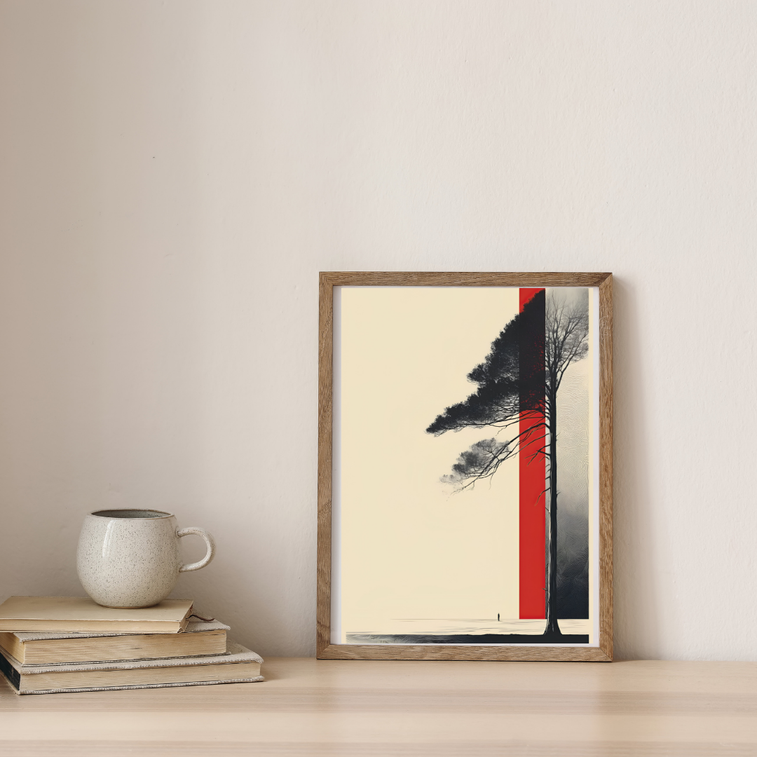 Red Line, Black Branches — digital art print by Lurevi