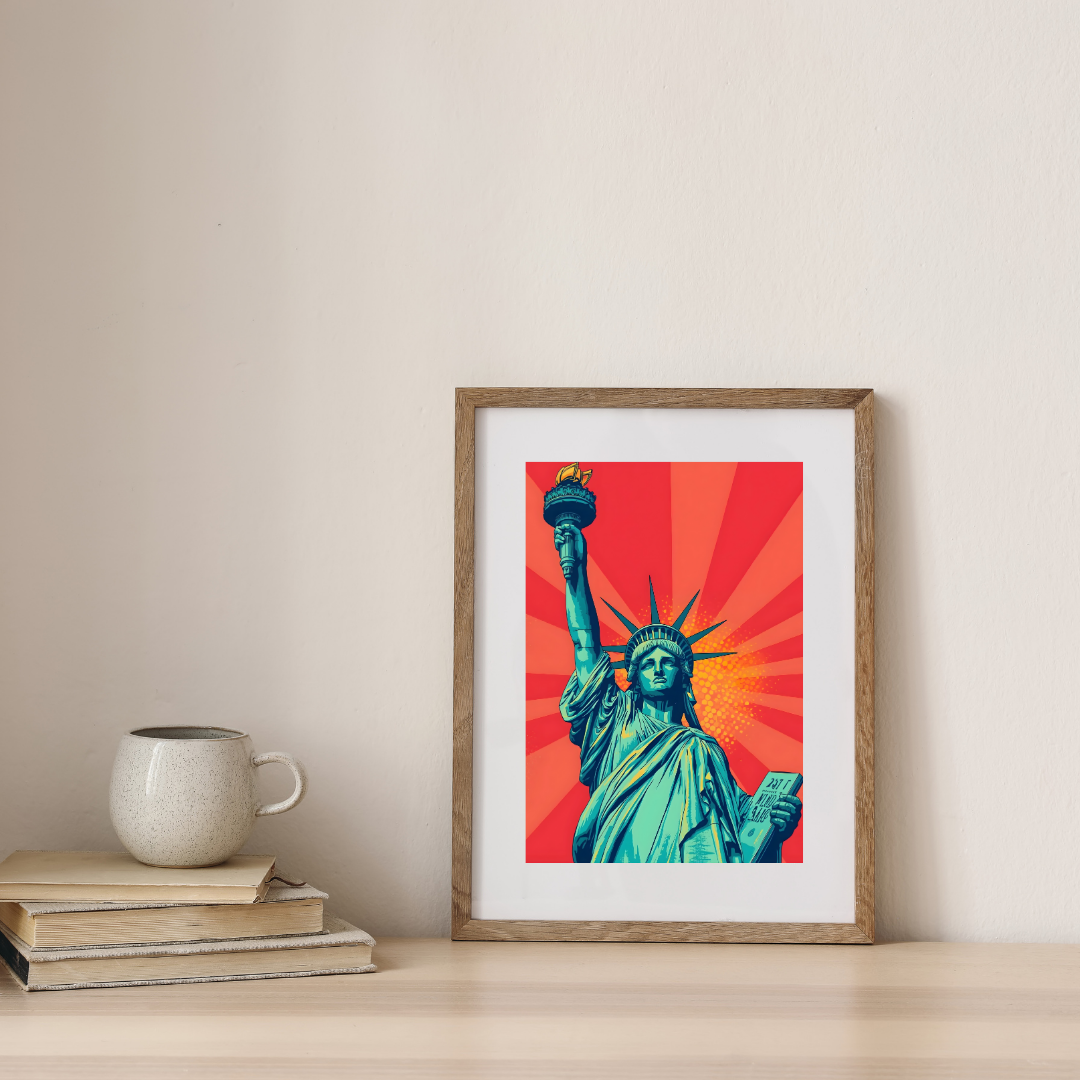 Liberty Rising Retro Poster — digital art print by Lurevi
