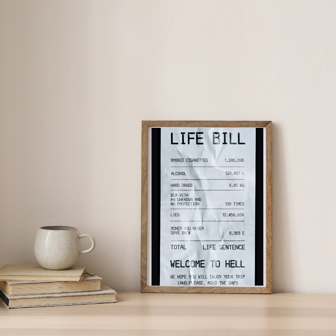 Receipt Of A Reckless Life — digital art print by Lurevi