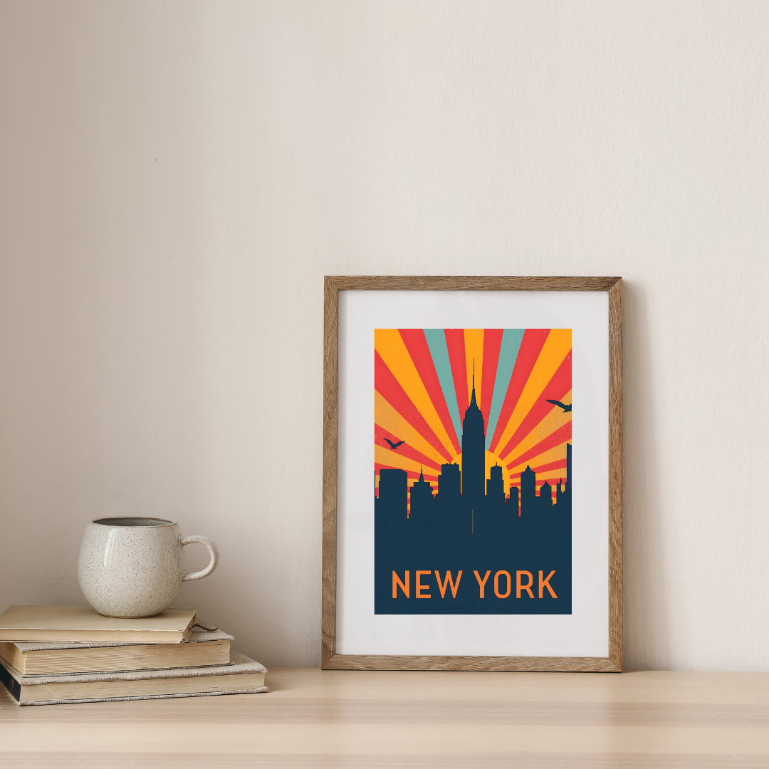 New York Skyline Radiant Silhouette Poster — digital art print by Lurevi