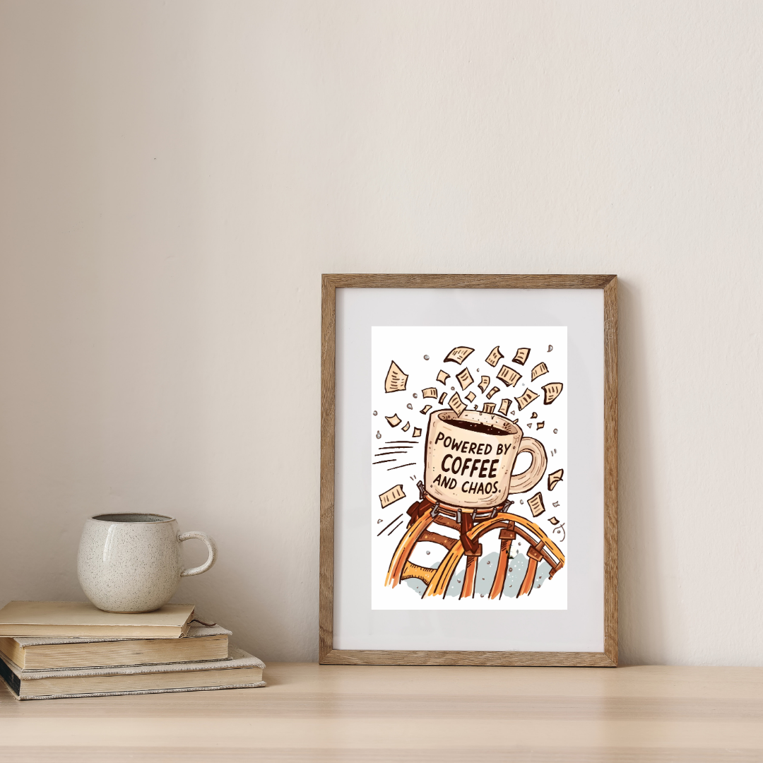 Coffee Chaos on Roller Coaster Ride — digital art print by Lurevi