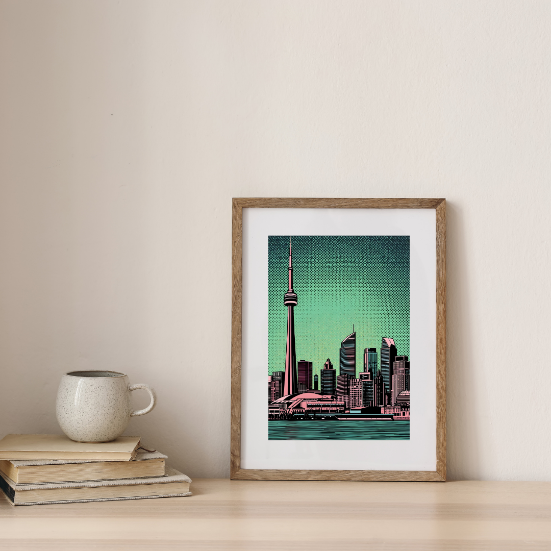 Neon Dusk Over Toronto Skyline — digital art print, available at Lurevi
